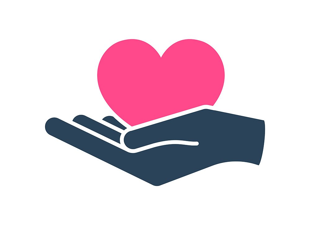 Heart and hand icon to illustrate that we give back the the community.